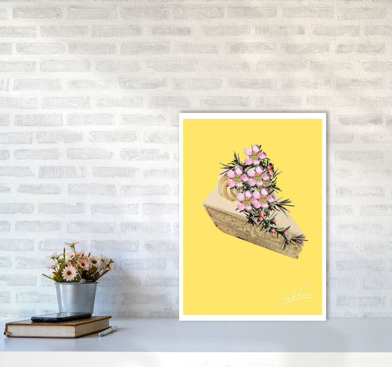 Yellow Cake Food Print, Framed Kitchen Wall Art A2 Black Frame