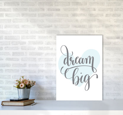 Dream Big Blue Heart Framed Nursey Wall Art Print A2 Black Frame