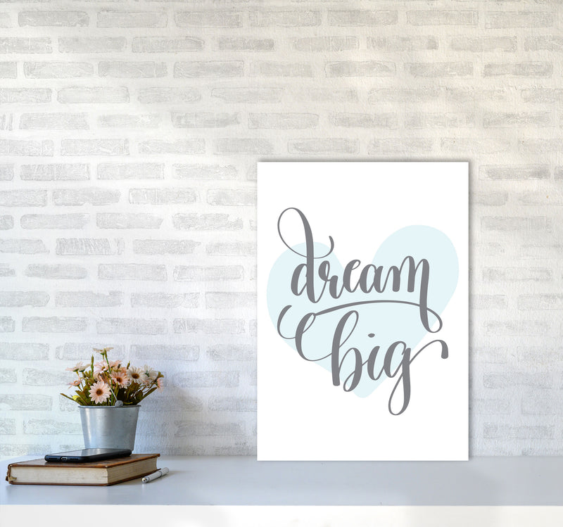 Dream Big Blue Heart Framed Nursey Wall Art Print A2 Black Frame