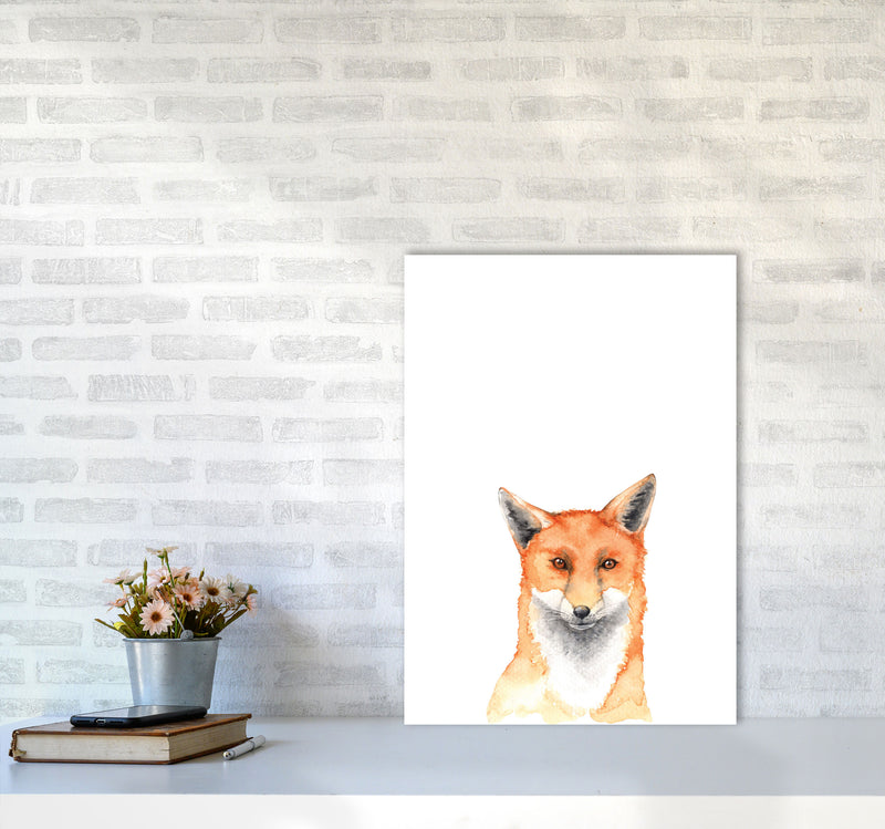Forest Friends, Fox Modern Print Animal Art Print A2 Black Frame