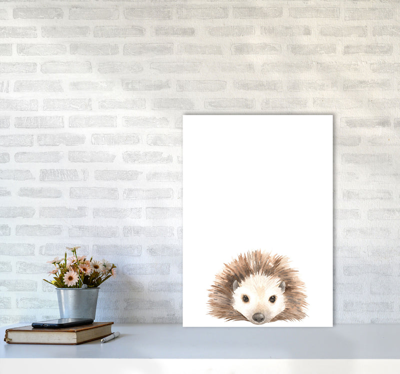 Forest Friends, Cute Hedgehog Modern Print Animal Art Print A2 Black Frame