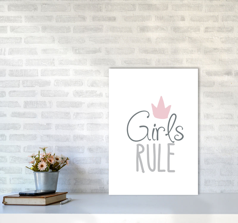 Girls Rule Framed Nursey Wall Art Print A2 Black Frame