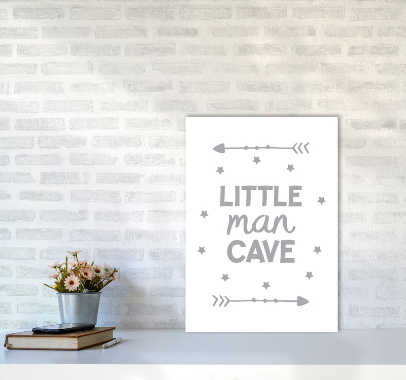 Little Man Cave Grey Arrows Framed Nursey Wall Art Print A2 Black Frame
