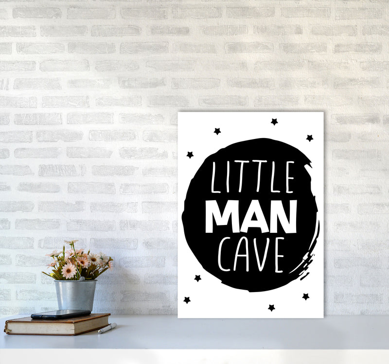 Little Man Cave Black Circle Framed Nursey Wall Art Print A2 Black Frame