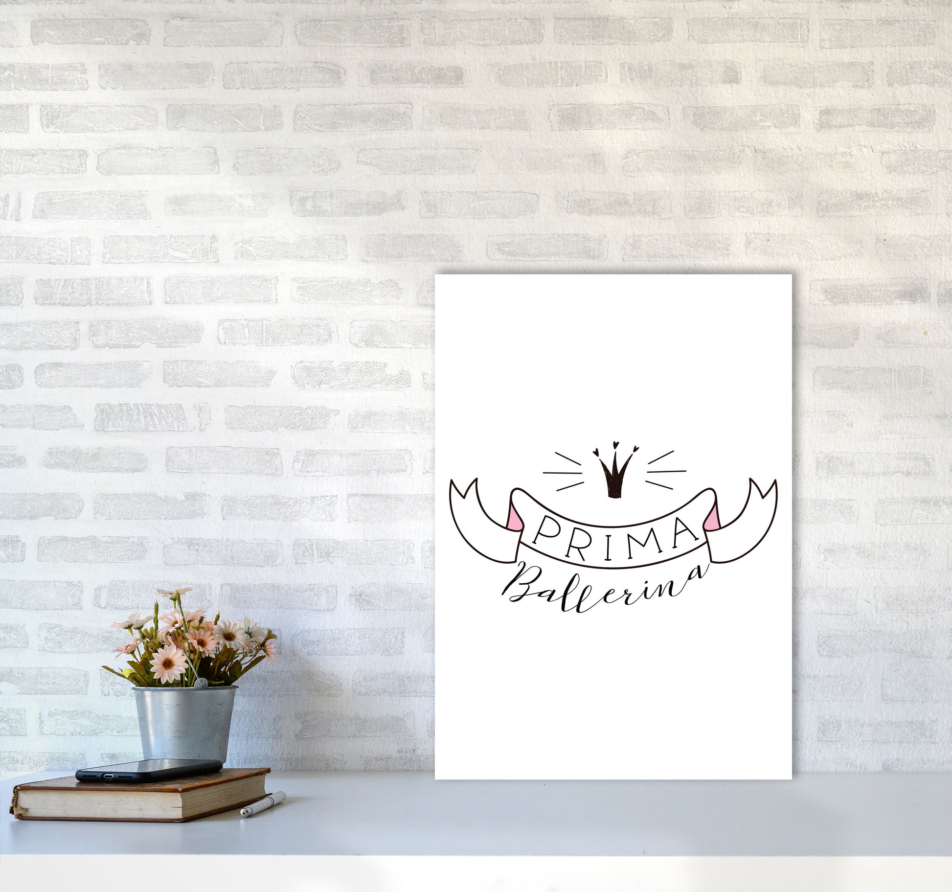 Prima Ballerina Framed Nursey Wall Art Print A2 Black Frame