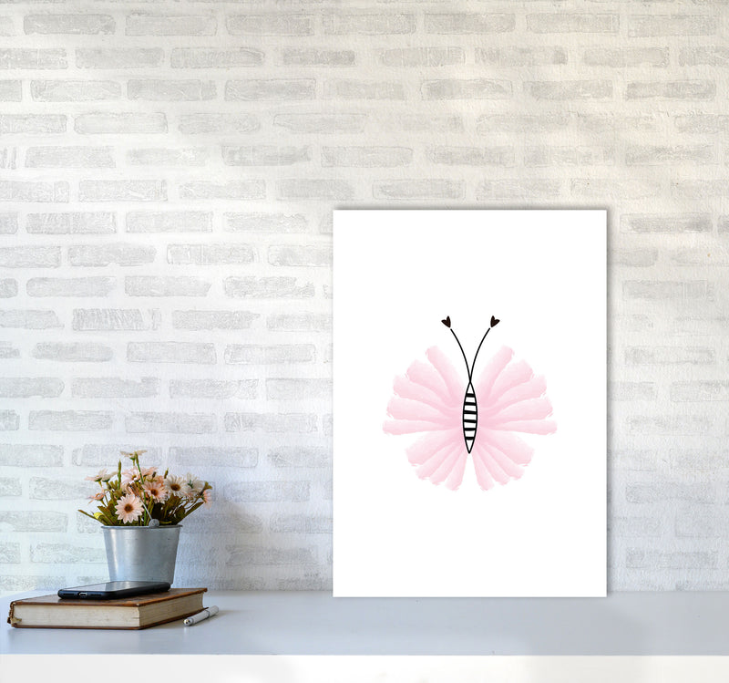 Pink Butterfly Modern Print Animal Art Print A2 Black Frame