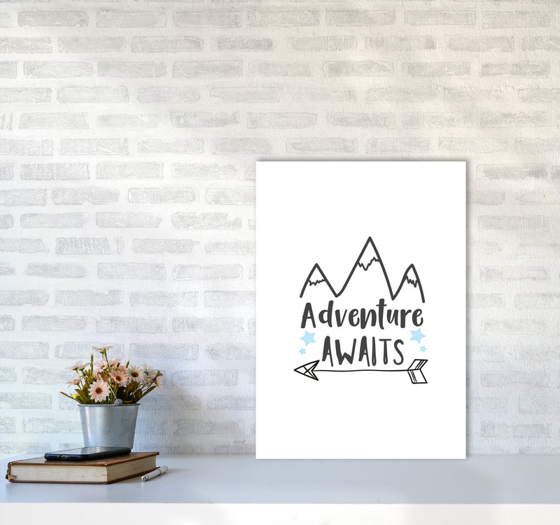 Adventure Awaits Framed Typography Wall Art Print A2 Black Frame
