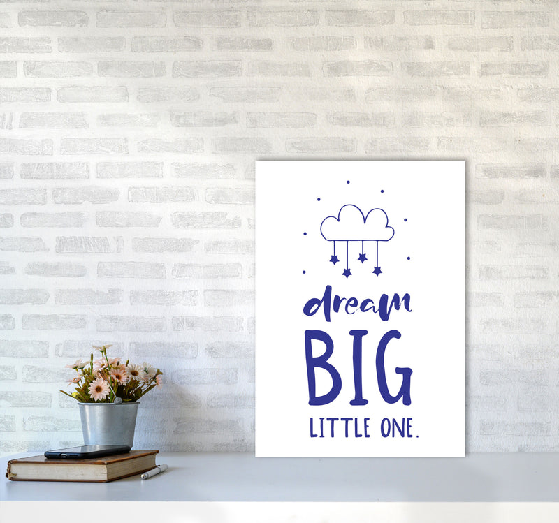 Dream Big Little One Navy Framed Nursey Wall Art Print A2 Black Frame