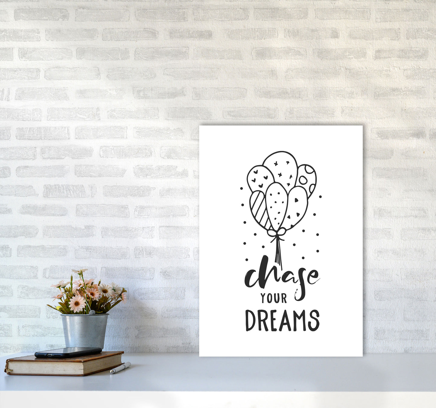 Chase Your Dreams Black Framed Nursey Wall Art Print A2 Black Frame