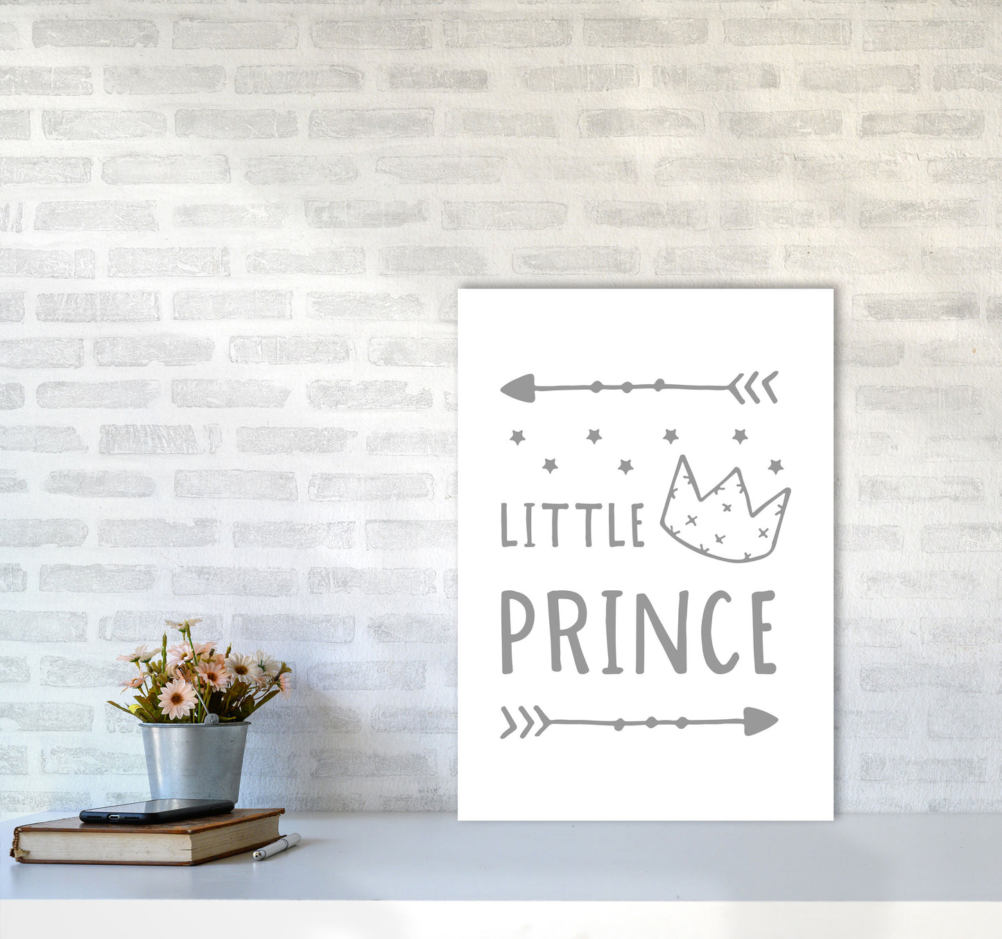 Little Prince Grey Framed Nursey Wall Art Print A2 Black Frame