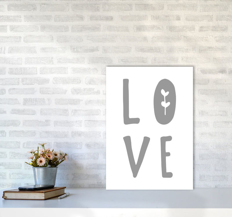 Love Grey Framed Typography Wall Art Print A2 Black Frame