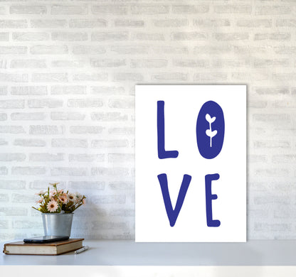 Love Navy Framed Typography Wall Art Print A2 Black Frame