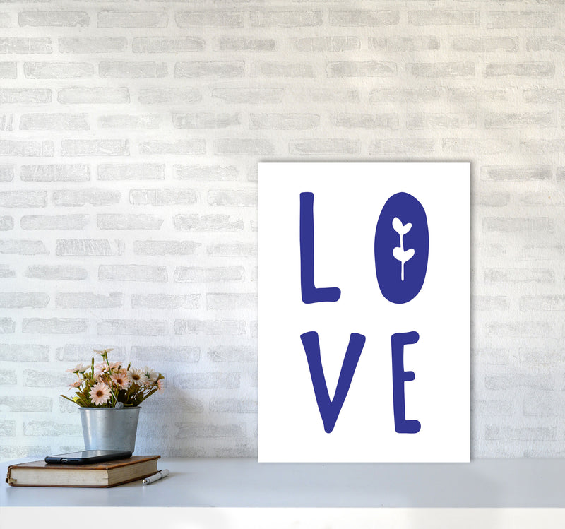 Love Navy Framed Typography Wall Art Print A2 Black Frame
