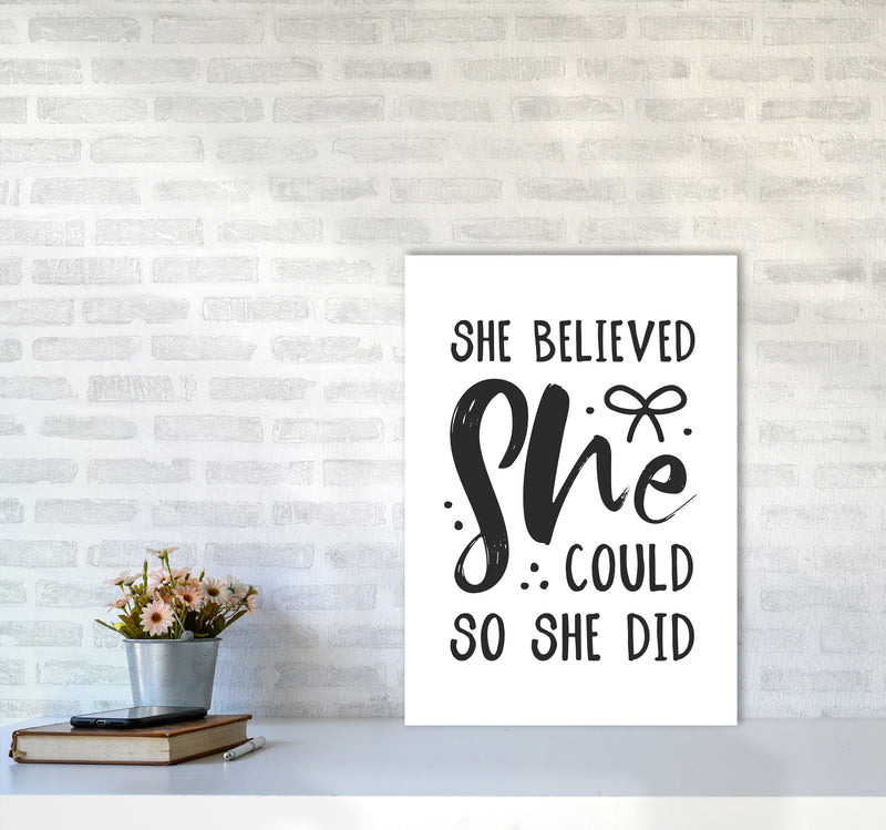 She Believed She Could So She Did Black Modern Print A2 Black Frame