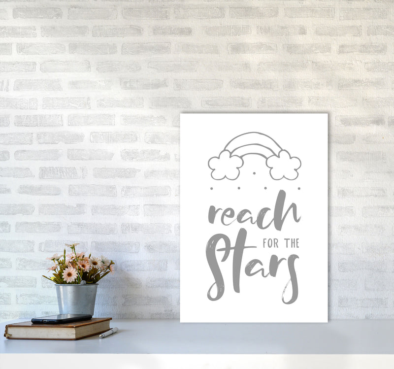 Reach For The Stars Grey Modern Print A2 Black Frame