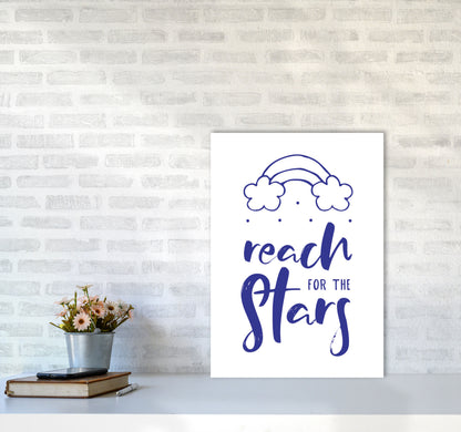 Reach For The Stars Navy Modern Print A2 Black Frame
