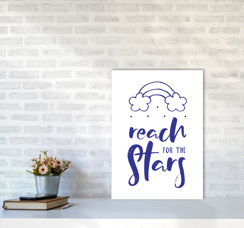 Reach For The Stars Navy Modern Print A2 Black Frame