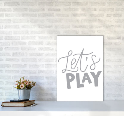 Let&#39;s Play Grey Framed Typography Wall Art Print A2 Black Frame