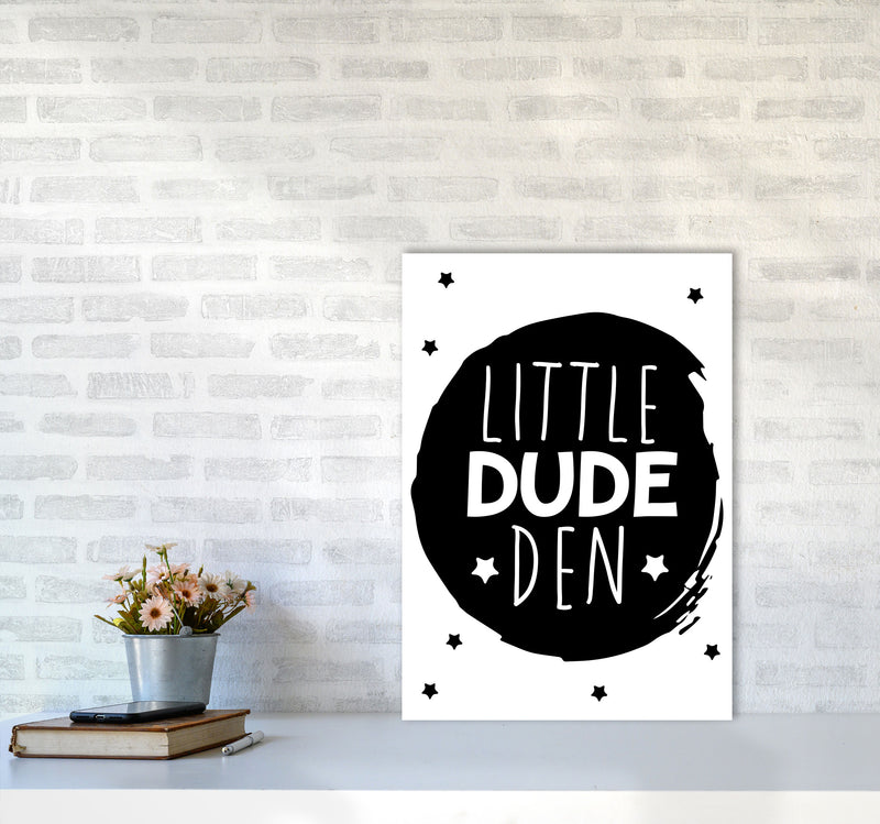 Little Dude Den Black Circle Framed Nursey Wall Art Print A2 Black Frame