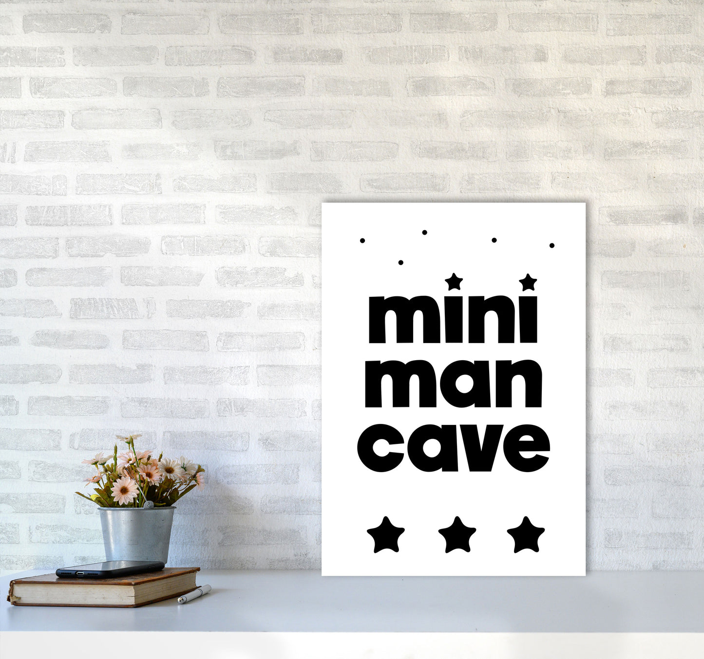 Mini Man Cave Black Framed Nursey Wall Art Print A2 Black Frame