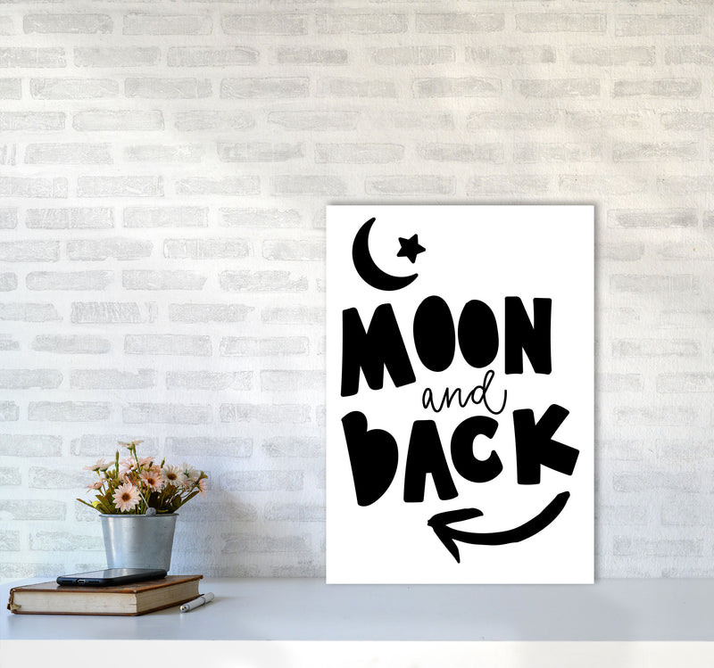 Moon And Back Black Framed Typography Wall Art Print A2 Black Frame
