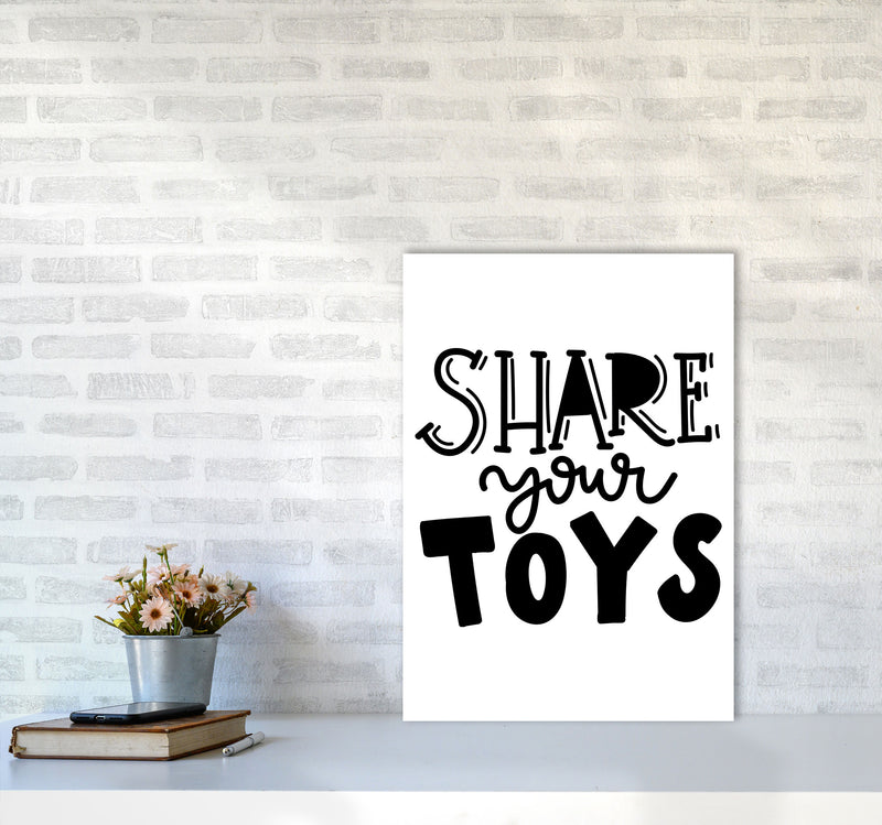 Share Your Toys Framed Nursey Wall Art Print A2 Black Frame