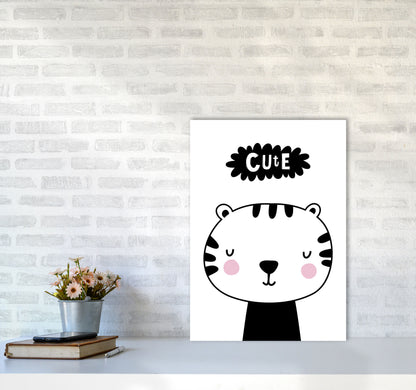 Cute Scandi Tiger Modern Print Animal Art Print A2 Black Frame
