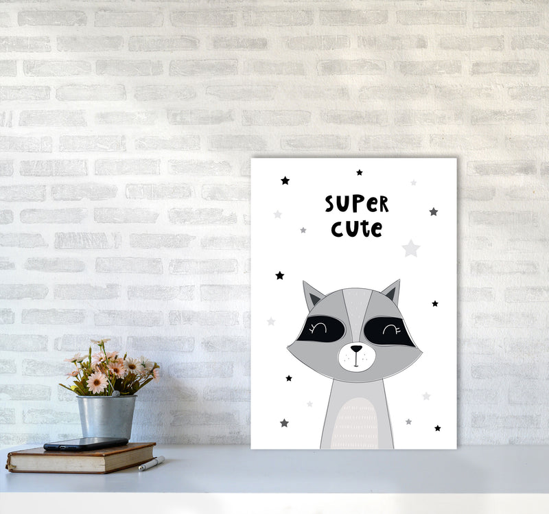 Super Cute Raccoon Framed Nursey Wall Art Print A2 Black Frame