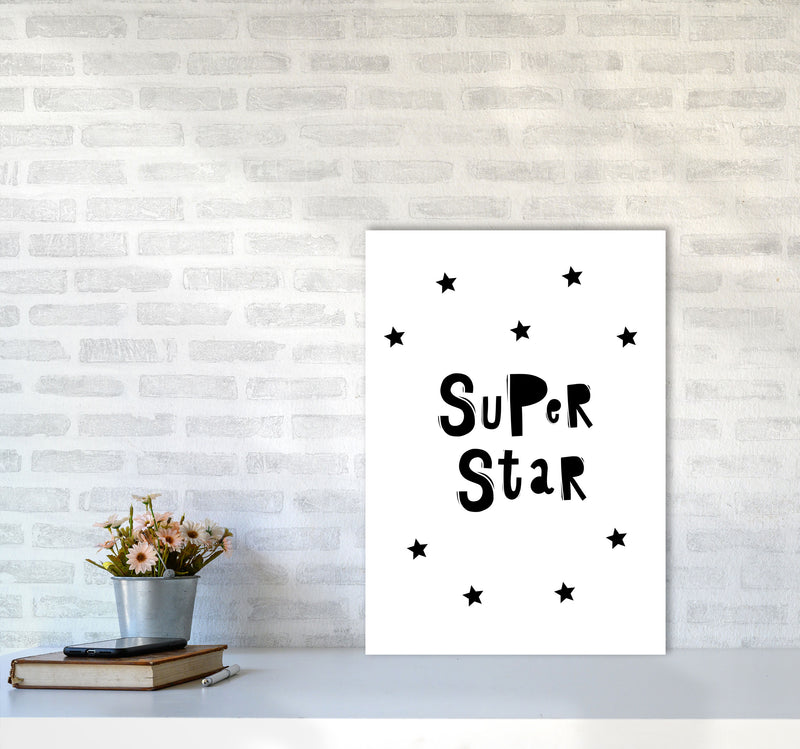 Super Star Scandi Framed Nursey Wall Art Print A2 Black Frame
