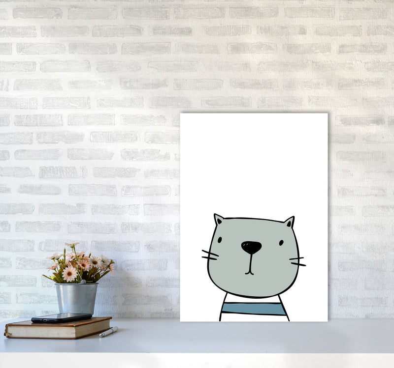 Cat Modern Print Animal Art Print A2 Black Frame