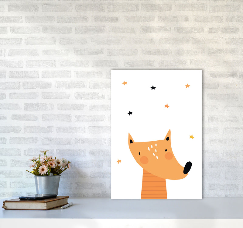 Scandi Fox Framed Nursey Wall Art Print A2 Black Frame