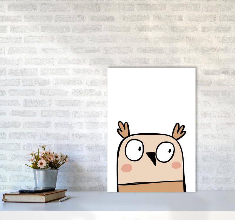 Scandi Owl Framed Nursey Wall Art Print A2 Black Frame