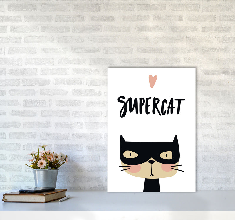 Supercat Framed Nursey Wall Art Print A2 Black Frame