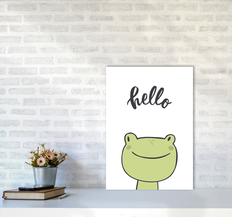Hello Frog Modern Print Animal Art Print A2 Black Frame