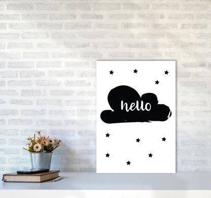 Hello Cloud Black Framed Nursey Wall Art Print A2 Black Frame