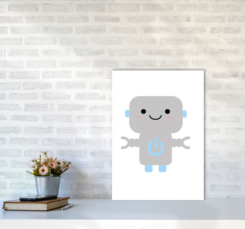 Robot Framed Nursey Wall Art Print A2 Black Frame