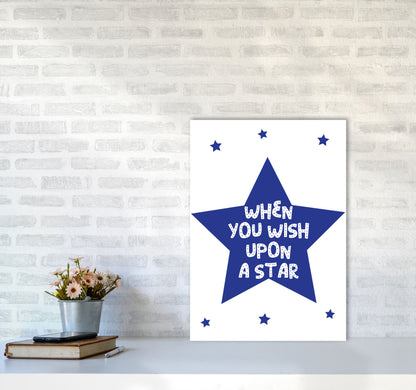 Wish Upon A Star Navy Framed Nursey Wall Art Print A2 Black Frame