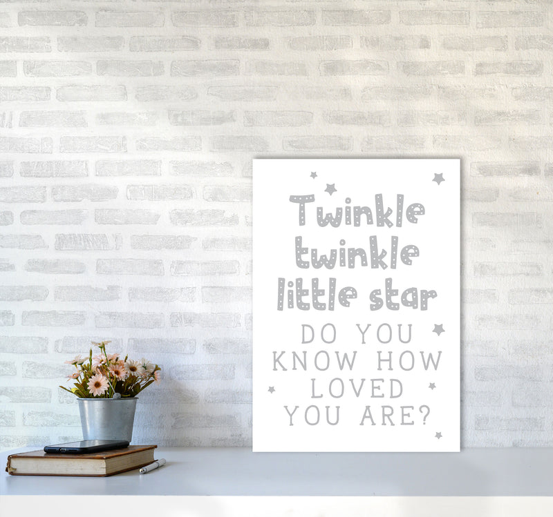 Twinkle Twinkle Little Star Grey Framed Nursey Wall Art Print A2 Black Frame