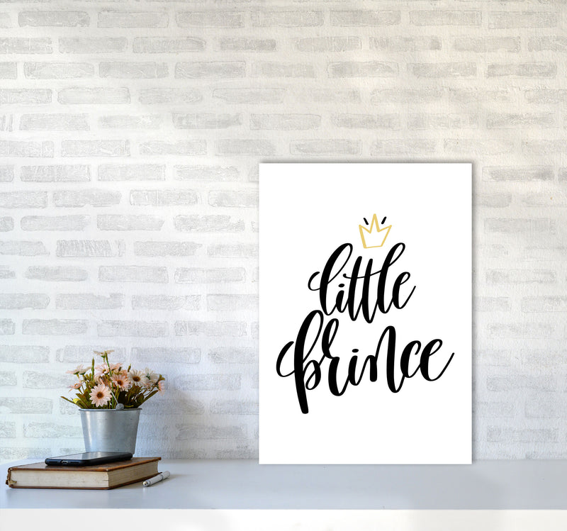 Little Prince Gold Crown Framed Nursey Wall Art Print A2 Black Frame