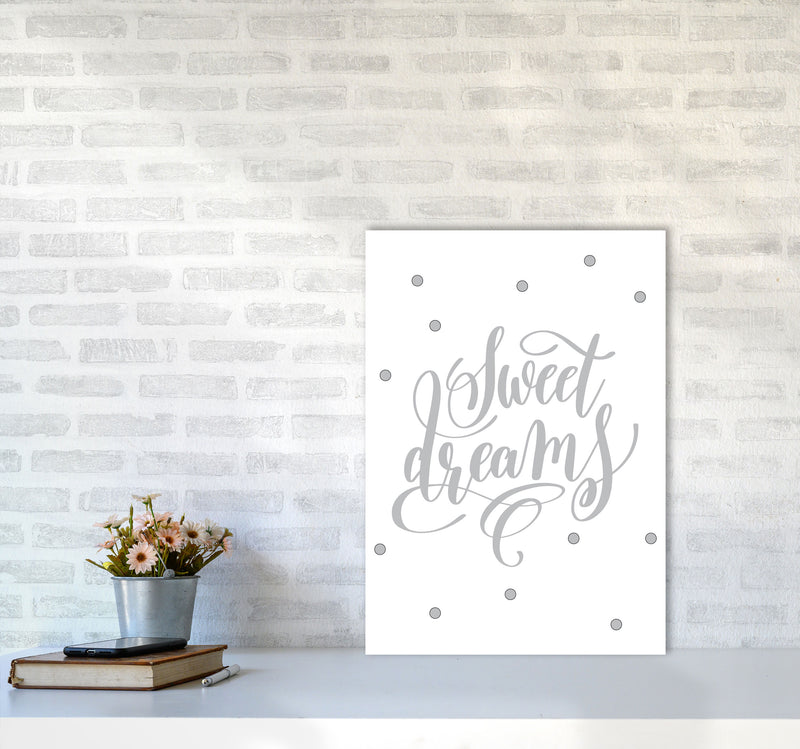 Sweet Dreams Grey Framed Nursey Wall Art Print A2 Black Frame