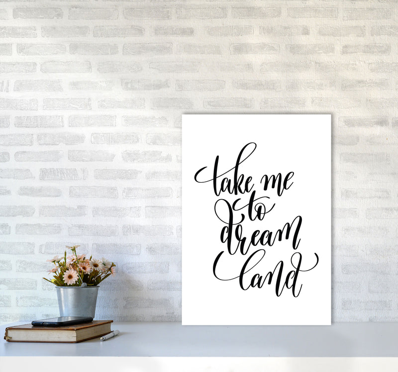 Take Me To Dream Land Black Modern Print A2 Black Frame
