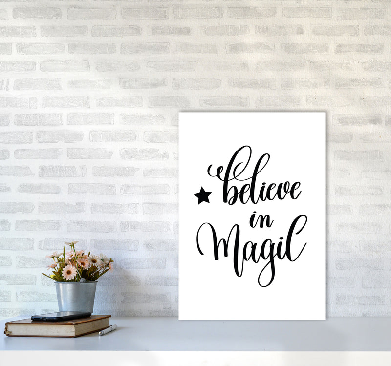 Believe In Magic Black Framed Typography Wall Art Print A2 Black Frame