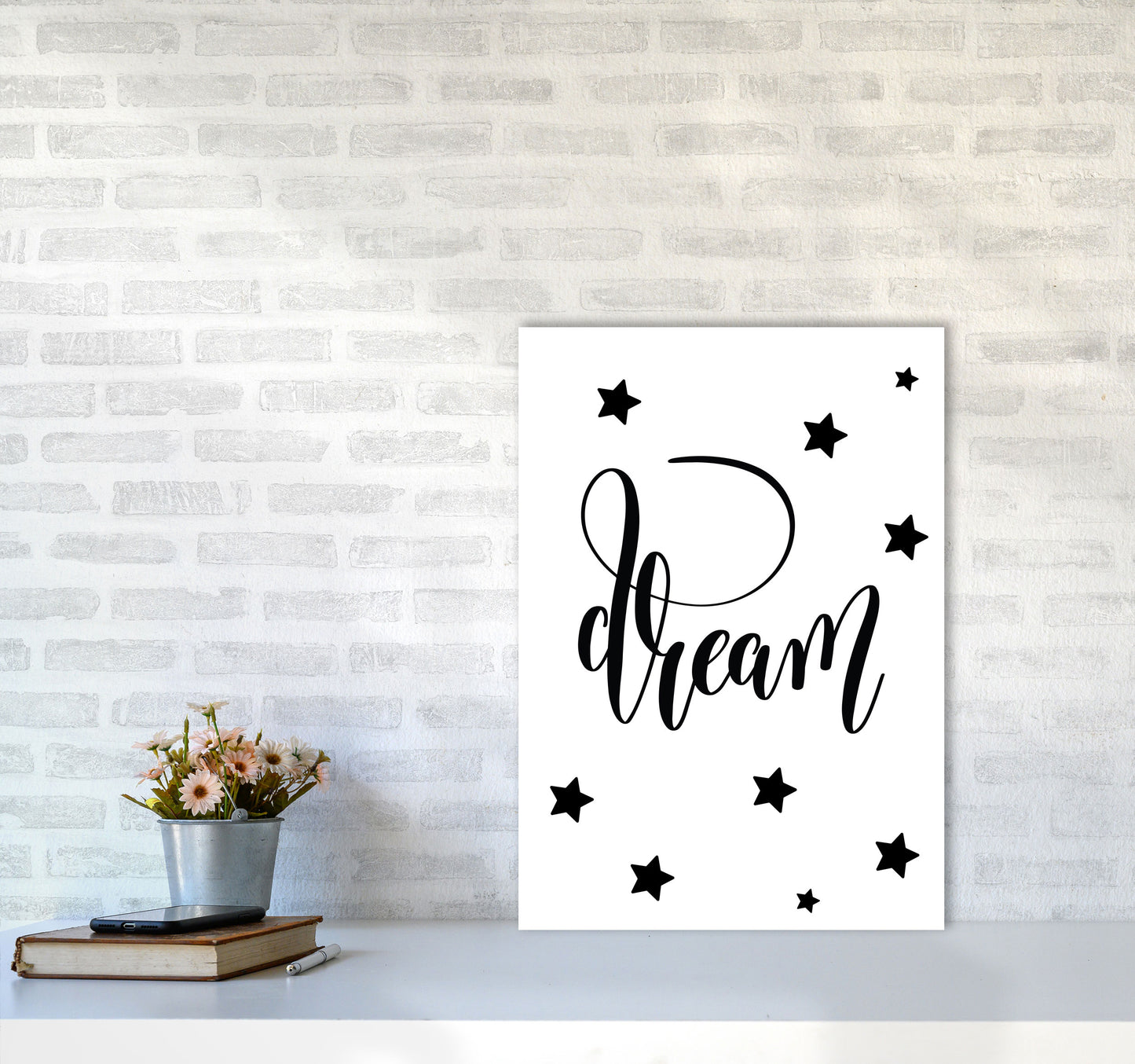 Dream Black Framed Typography Wall Art Print A2 Black Frame
