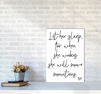 Let Her Sleep Framed Typography Wall Art Print A2 Black Frame