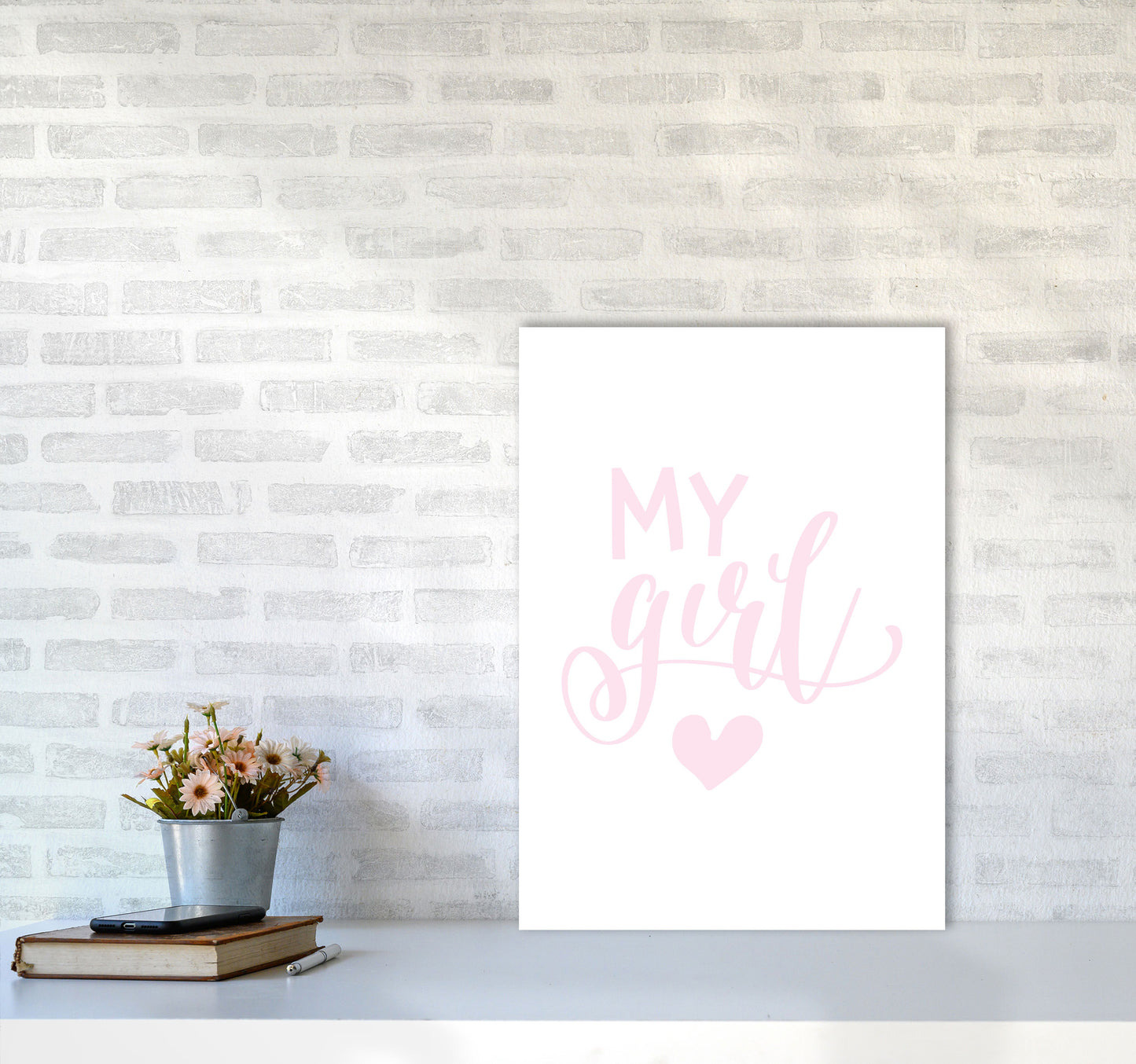 My Girl Pink Framed Nursey Wall Art Print A2 Black Frame