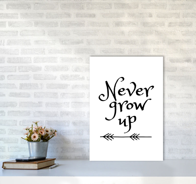 Never Grow Up Black Framed Nursey Wall Art Print A2 Black Frame