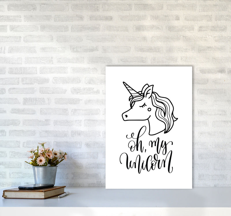 Oh My Unicorn Black Framed Nursey Wall Art Print A2 Black Frame