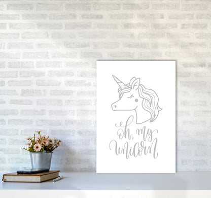 Oh My Unicorn Grey Framed Nursey Wall Art Print A2 Black Frame