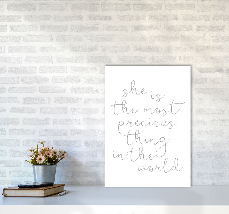 She Is The Most Precious Thing Grey Modern Print A2 Black Frame