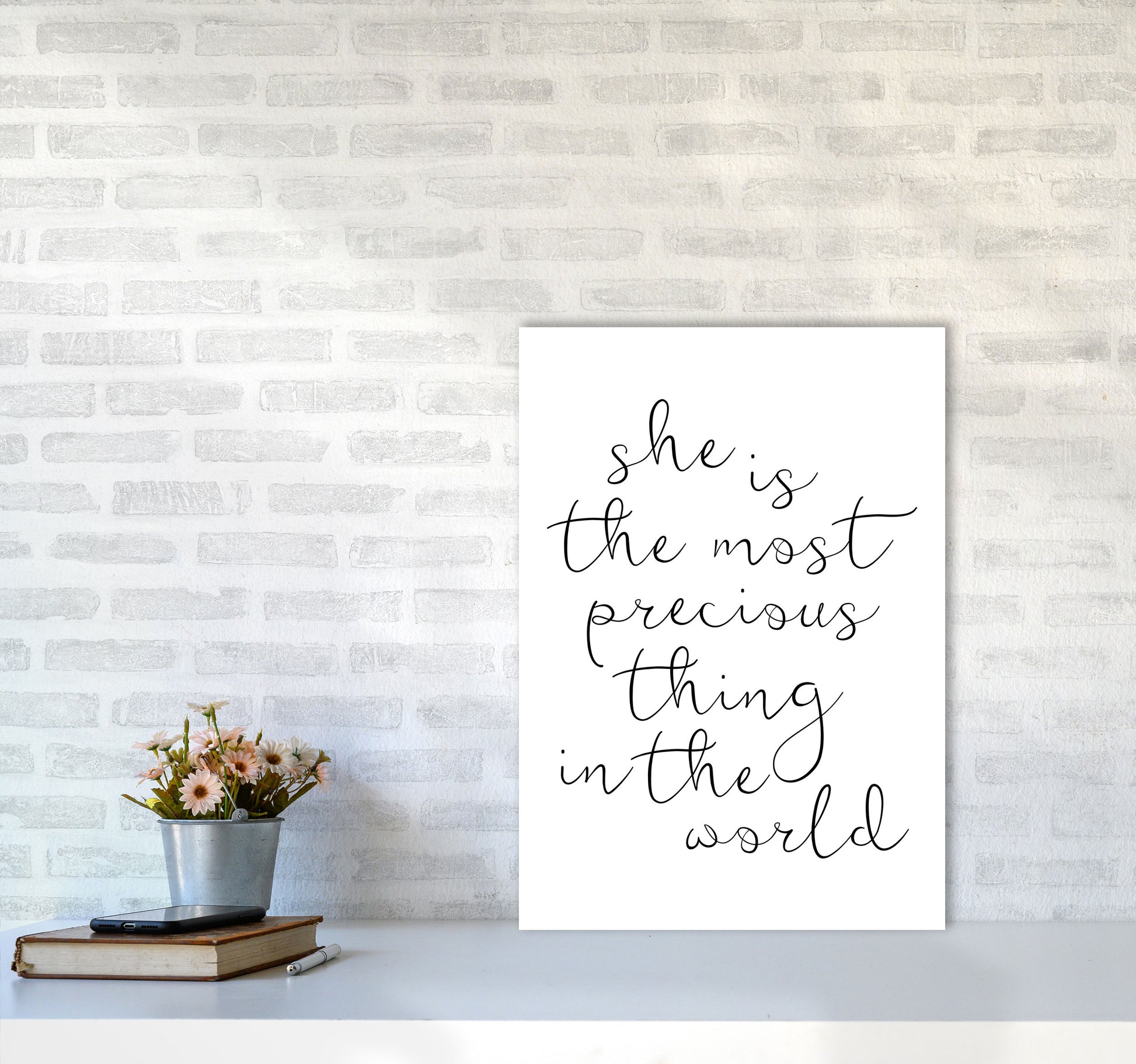 She Is The Most Precious Thing Black Modern Print A2 Black Frame